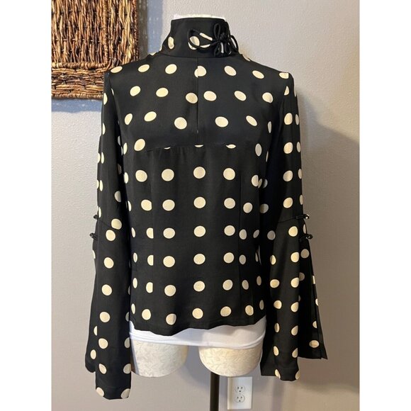 Anthropologie Claudia Patel SILK Top 4 Polka Dot Statement Sleeves NWT - Picture 6 of 14